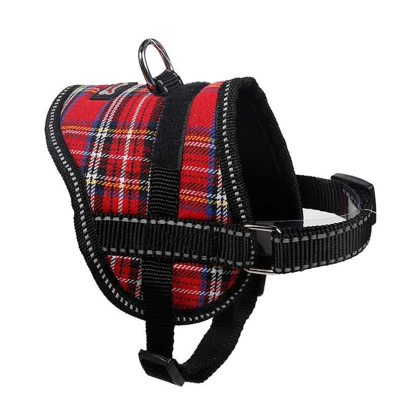 Reflective seat belt slogan dog chest back cover traction rope