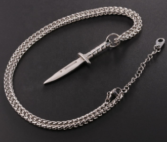 Men's Pendant Trinkets Europe and America Titanium Steel Stainless Steel Necklace Samurai Swords Electroplating Knife Gifts Foreign Trade
