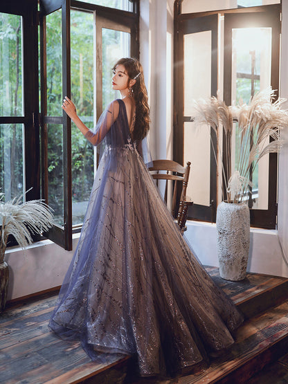 Women's beautiful Purple long ballroom evening dress