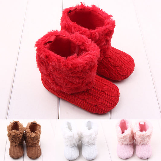 Knitted wool baby shoes and boots