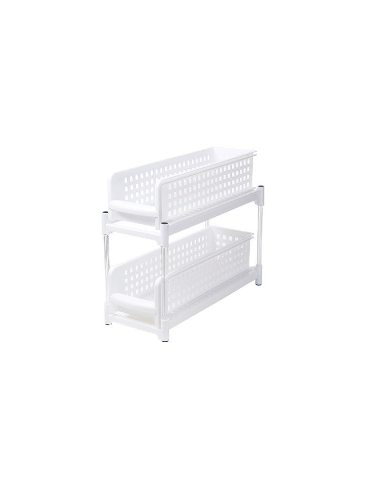 Solid Color Plastic Pull-out Double-layer Storage Rack