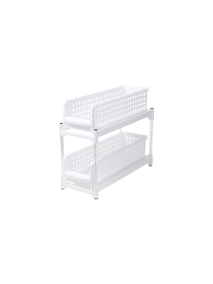 Solid Color Plastic Pull-out Double-layer Storage Rack
