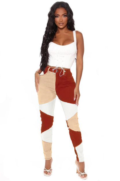 New Two-color Patchwork Casual Pants