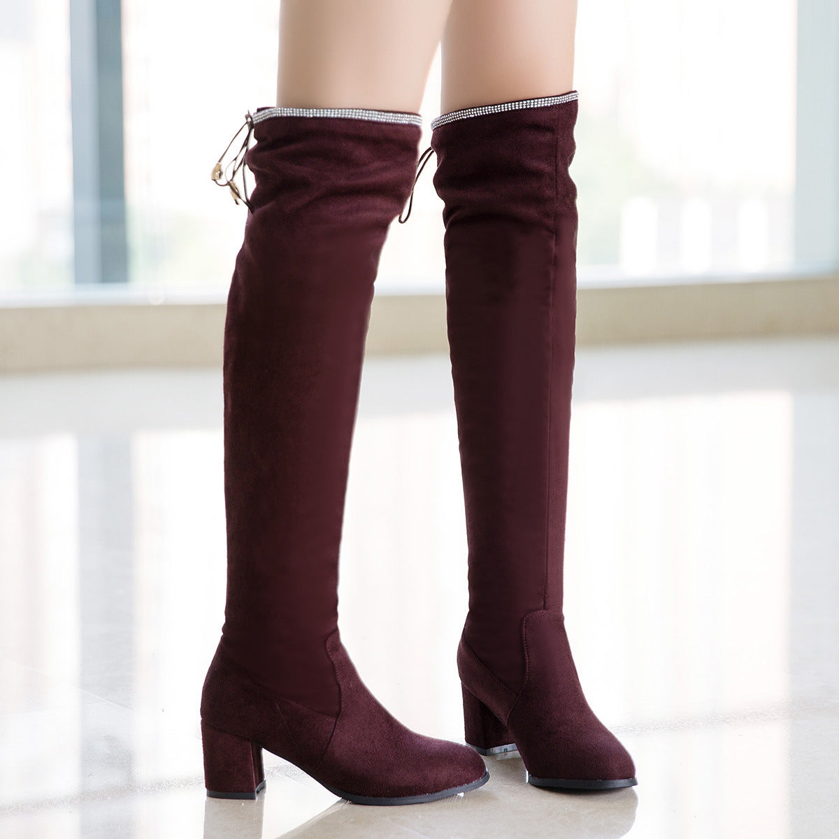 Thick-heeled Mid-heel Stretch Over-the-knee Women's Boots