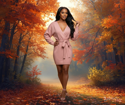 New Red Fall/Autumn Winter Knitted Sweater Dress for women