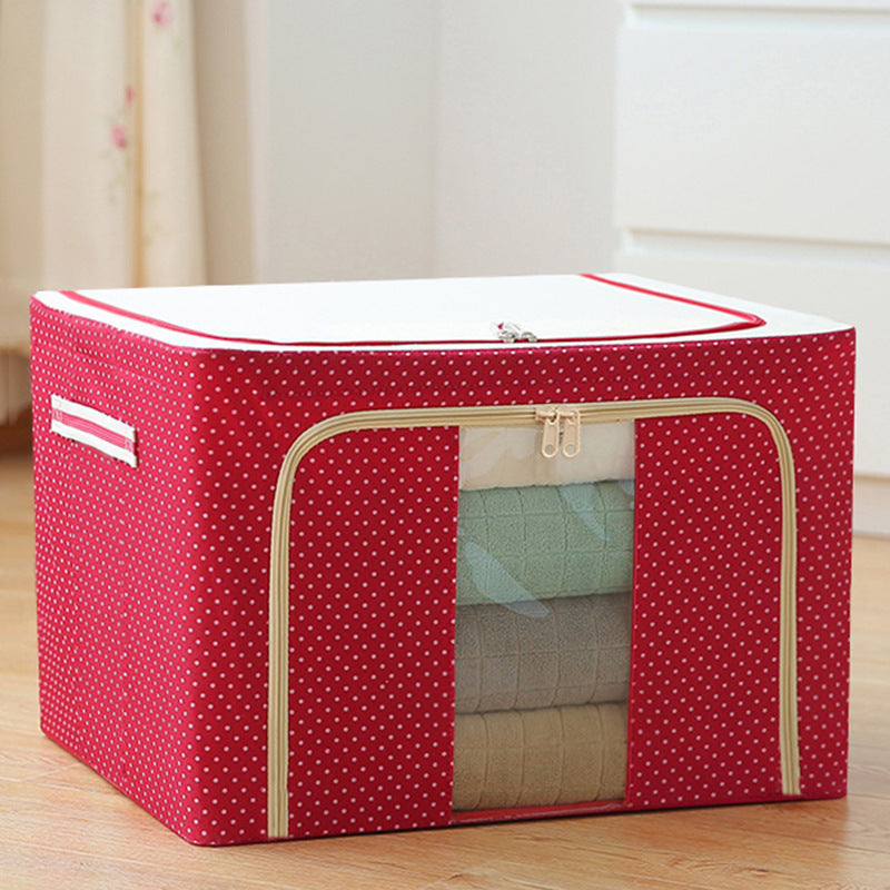 Steel Frame Storage Box Oxford Cloth Sorting Box Quilt Storage Box Folding Wardrobe Cloth Art Extra Large Storage Bag with Cover