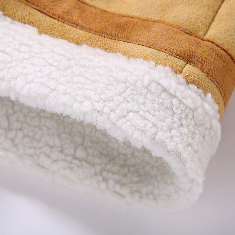 Winter men's leather and fleece jacket