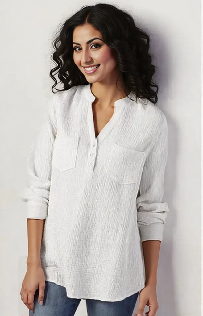 Sexy new double top Pockets cotton and linen loose plus size top for Women