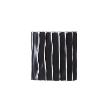 Hand Painted Black And White Striped Ceramic Vase Living Room Desktop Bookcase