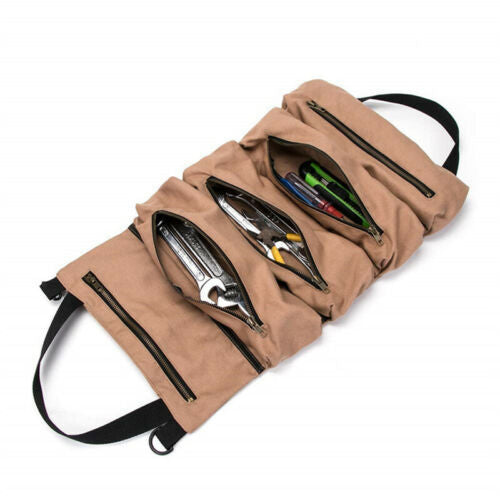 Multifunctional roll up hanging canvas storage bag