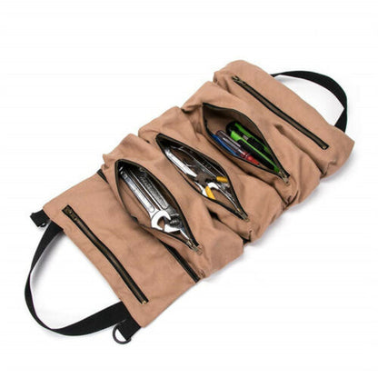 Multifunctional roll up hanging canvas storage bag