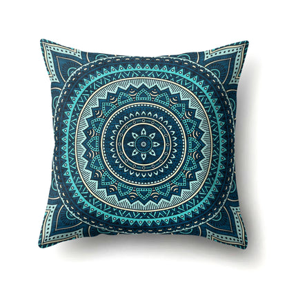 Mandala textured peach velvet pillow