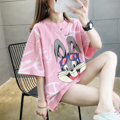 Loose plus size rabbit T-shirt
