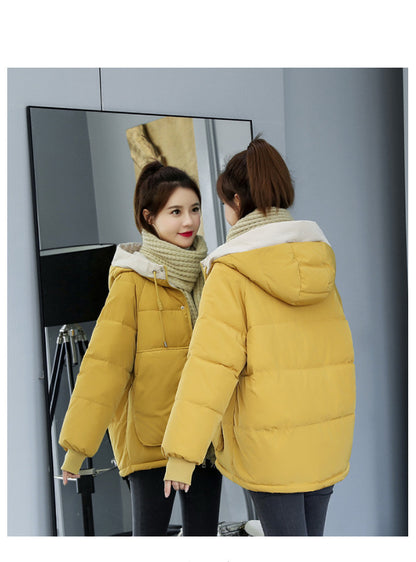 Plus size women's cotton short warm jacket