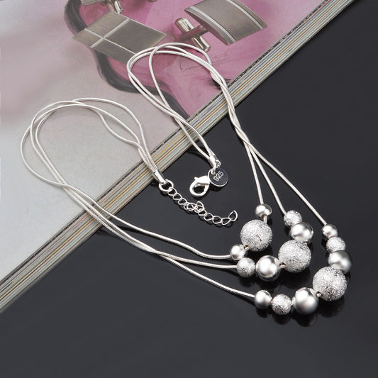 Bead Necklace Jewelry Jewelry Electroplating Silver Jewelry - FLIPSTYLEZLLC