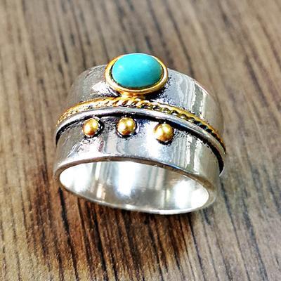 Gold Bead and Sapphire Ring