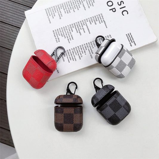 Compatible with  Jacket anti-lost hook wireless Bluetooth headset 2 generation leather case lattice hard shell tide
