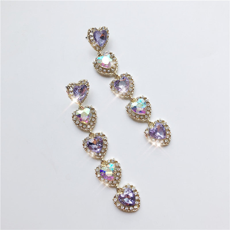 Rhinestone pink purple earrings