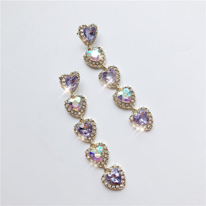 Rhinestone pink purple earrings