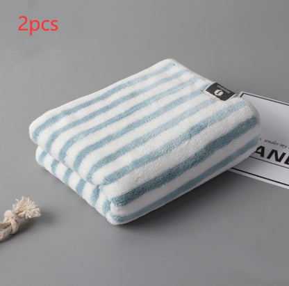 Fashion Coral Fleece Striped Towel Absorbent