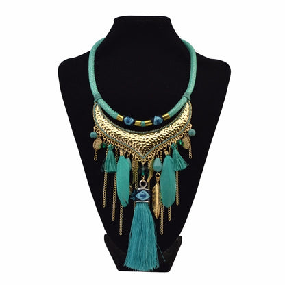 Original jewelry feather leaf tassel necklace - FLIPSTYLEZLLC