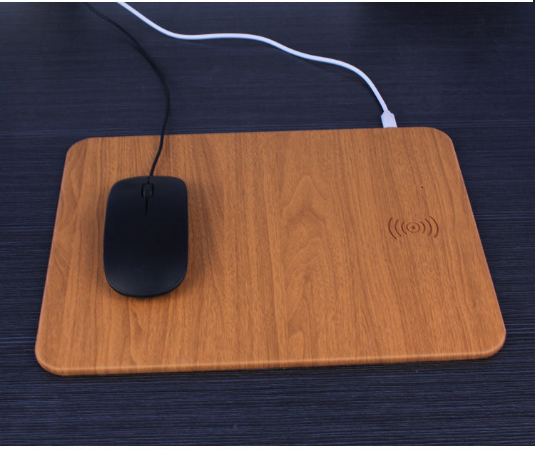 Compatible with Apple , Wireless charging mobile phone universal wood grain mouse pad