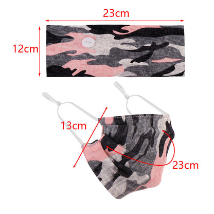 Button headband mask headscarf hair accessory 2-piece set