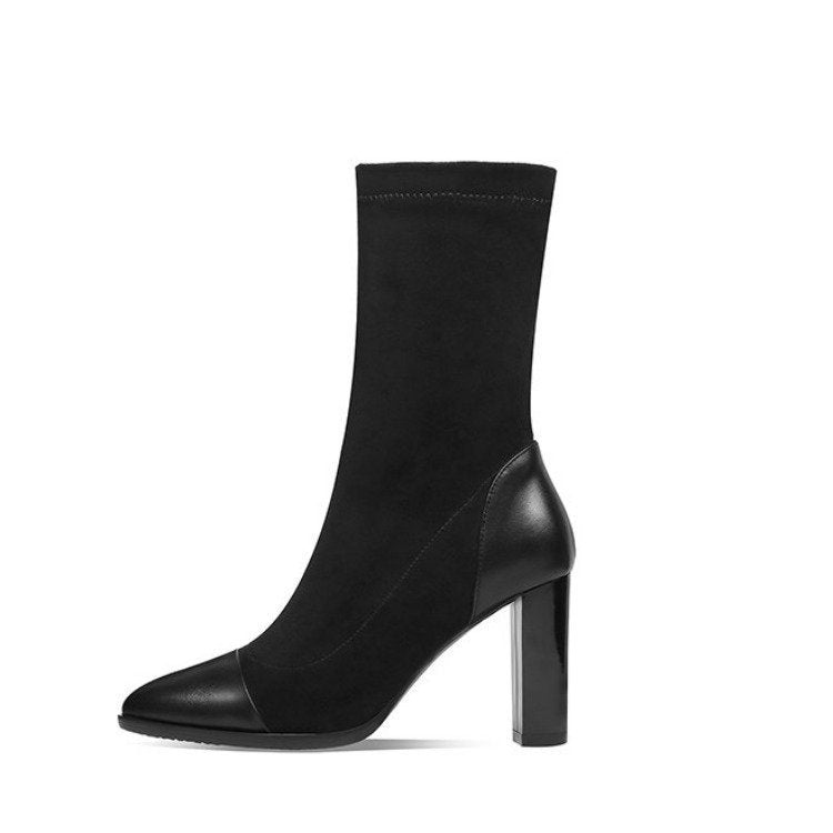 Thin Tube Socks Boots With Pointed Toe And Thick Heel