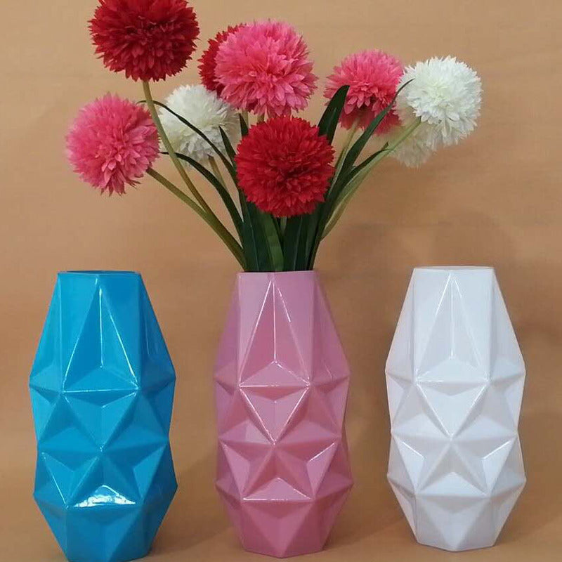 Creative spray color prismatic block glass vase living room dining table