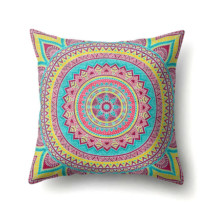 Mandala textured peach velvet pillow