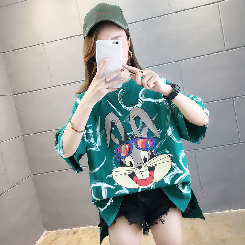 Loose plus size rabbit T-shirt