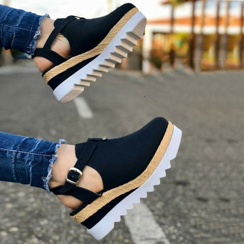 Baotou wedge sandals women's shoes Roman women - FLIPSTYLEZLLC