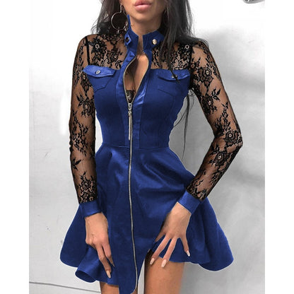 Fashionable PU Leather and Receiving Waist Dress
