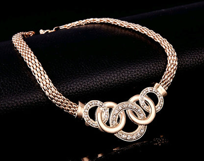 Necklace Earrings Bracelet Ring Jewelry Set European and American Plated 18K Jewelry Four-piece Set