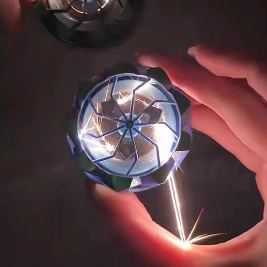 Ignite-Spin Pro: The Kinetic Flint Firework Spinner | Blue Chrome Mechanical Fidget Gyro with Real Sparking Action for Stress Relief