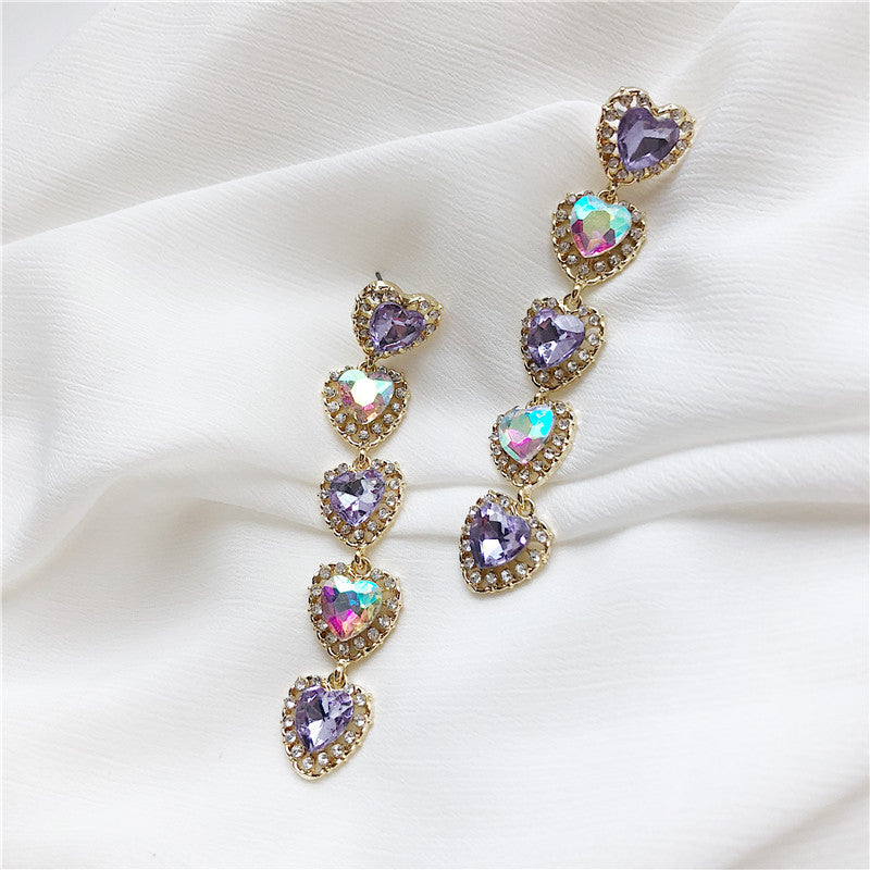 Rhinestone pink purple earrings