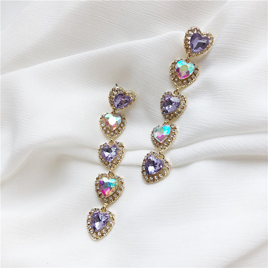 Rhinestone pink purple earrings