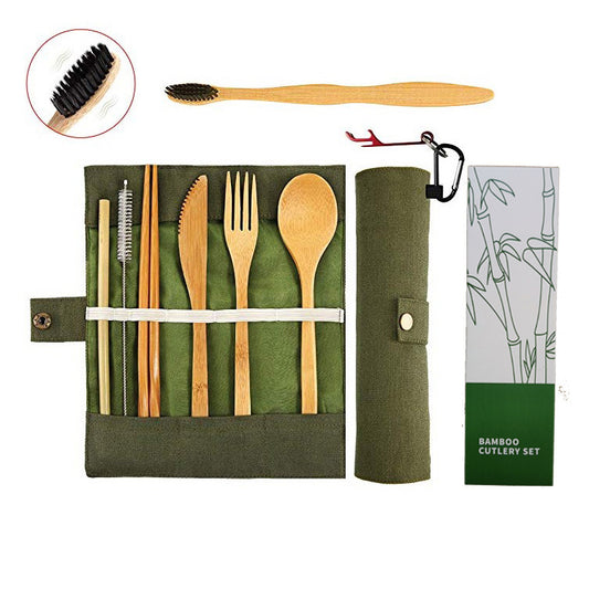 Bamboo portable tableware gift box 11pcs set