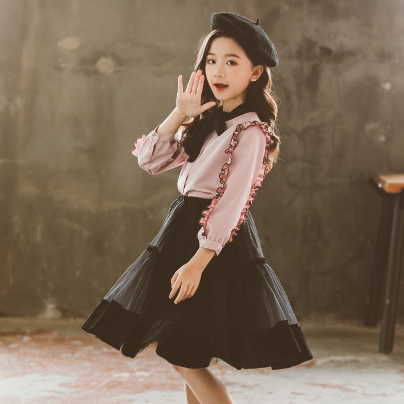 New green and white pretend play dress for girl