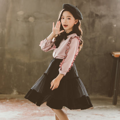 New green and white pretend play dress for girl