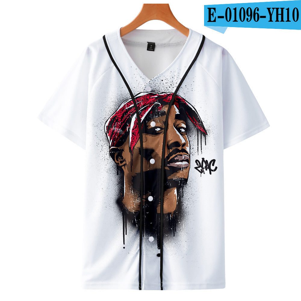 Tupac Shakur Peripheral 3D color printing thin baseball uniform