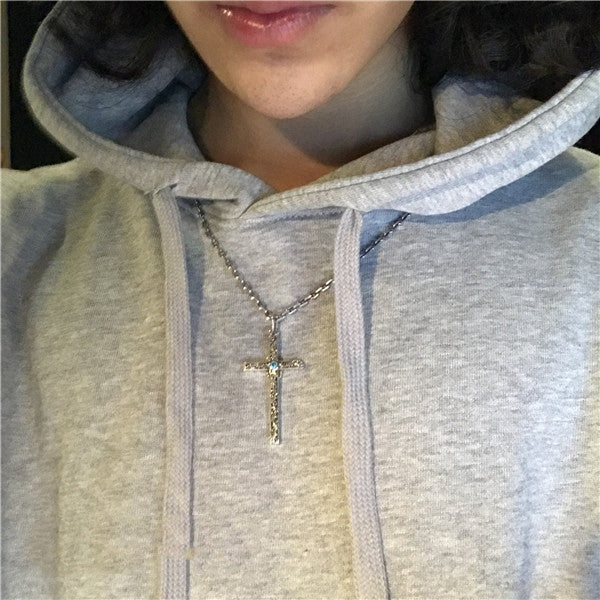 Indian Style Tang Grass Relief Cross Madonna Pendant