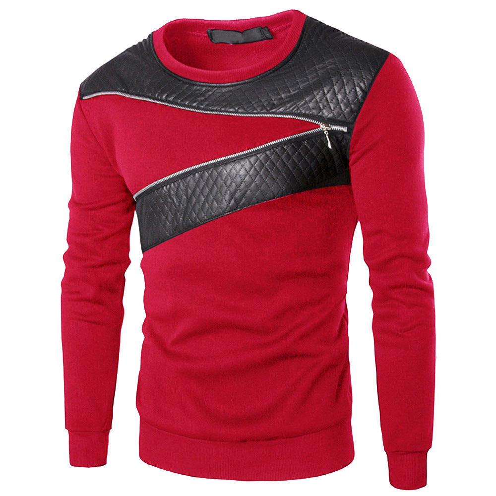 Men's casual fashion zipper plus size long sleeve