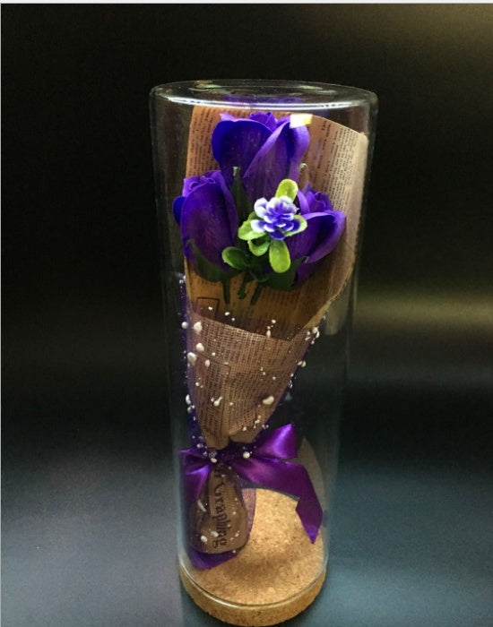 Permanent Flower Cylinder Cork Glass Vase Wish Dry Flower Diy Vase Desktop Decoration