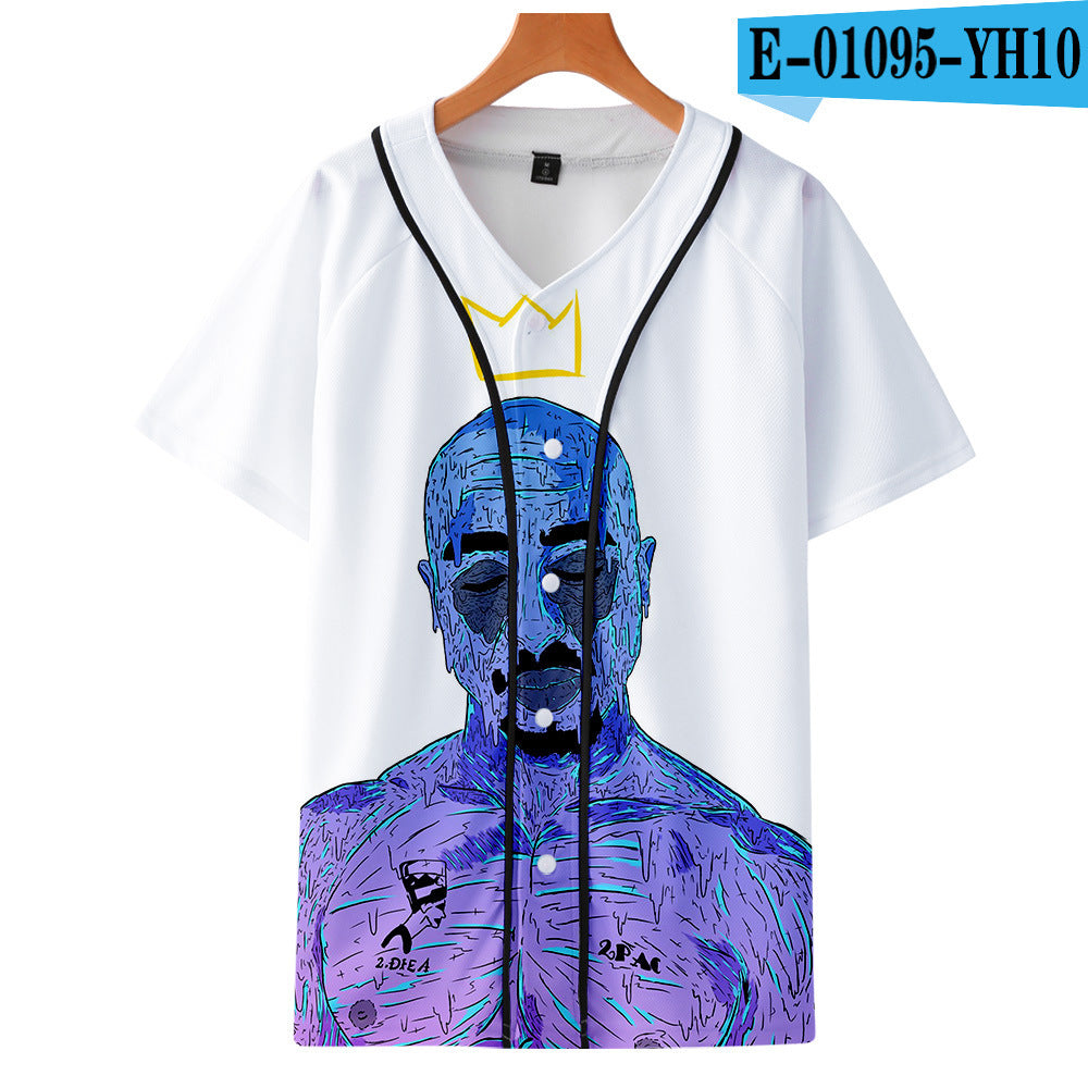 Tupac Shakur Peripheral 3D color printing thin baseball uniform