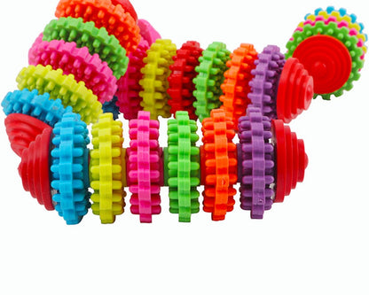 Dog Toy Ball Rubber Gear Colorful Swivel