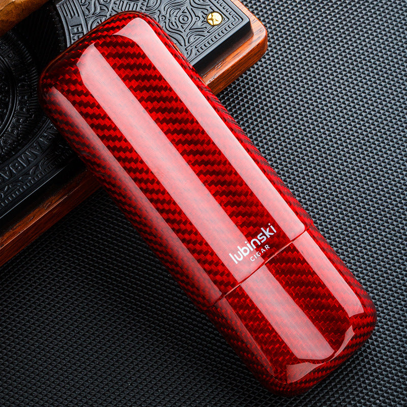 Two-pack Of Carbon Fiber Portable Cigar Tubes Gift Box