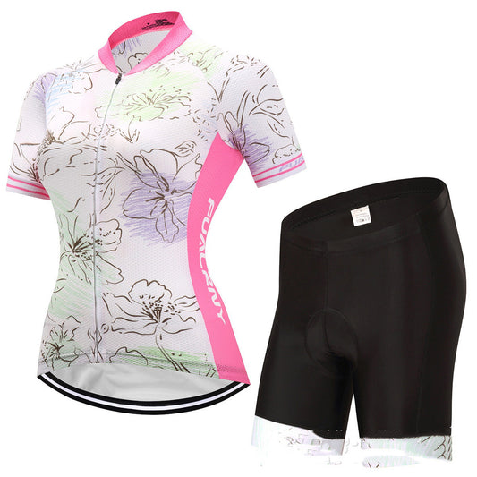 Short-sleeved cycling suit suit bicycle clothing female models moisture wicking outdoor clothing