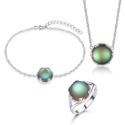 Moonstone Forest Personalized Elegant Ring Bracelet Three-piece Jewelry