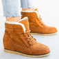 Large Size Short-tube Snow Boots Women's Flat-bottom Lace-up Plus Velvet Women's Boots